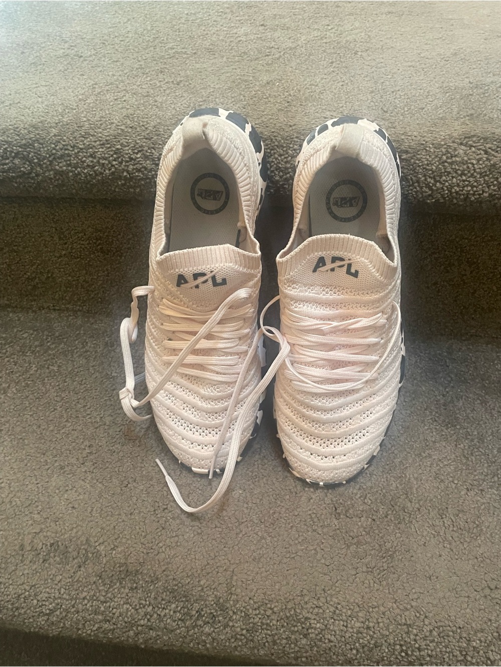 APL  White Knit Sneakers with Black Tread Accents